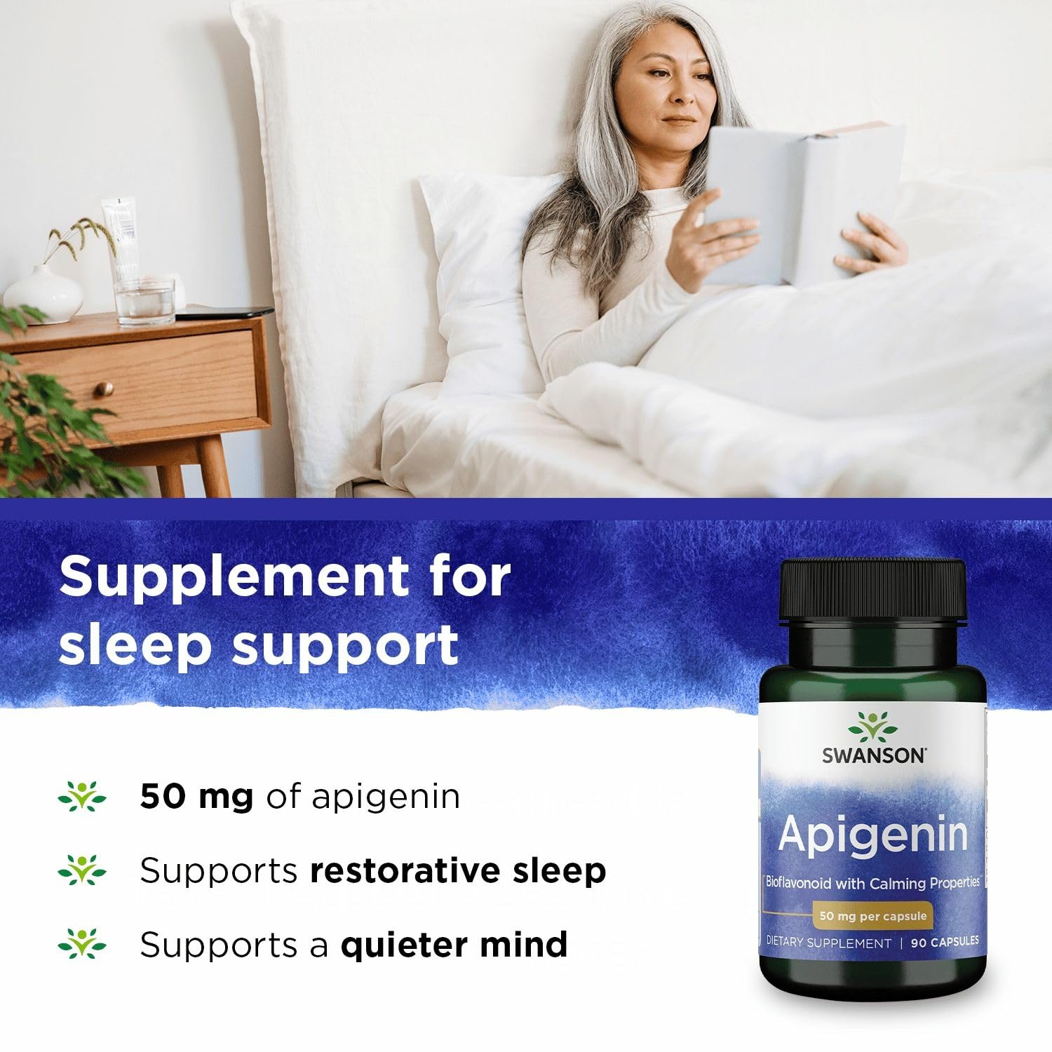 Swanson Apigenin 4 pack display offering convenient daily wellness options.
