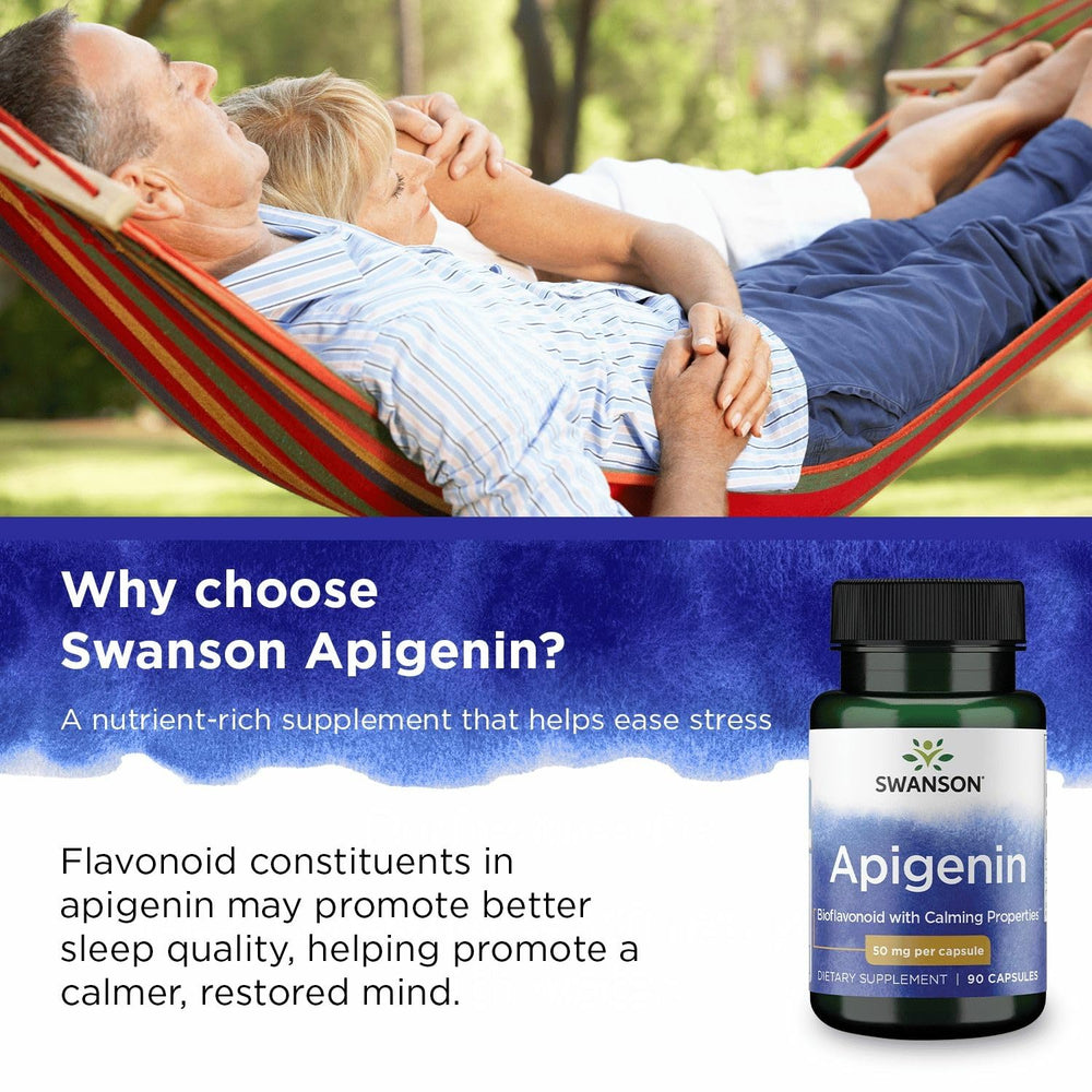 Swanson Apigenin 50 mg capsule dosage information on label.