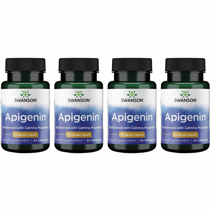 Swanson Apigenin bottle front view highlighting calming cellular support.