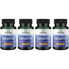 Swanson Apigenin bottle front view highlighting calming cellular support.