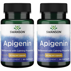 Swanson Apigenin bottle pours capsules for sleep support.