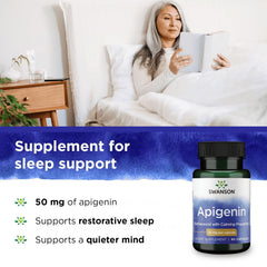 Swanson Apigenin capsules ready to take, offering potential sleep and cellular support.