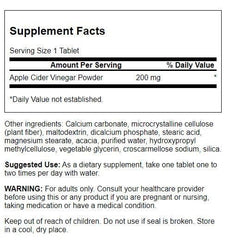 Swanson Apple Cider Vinegar tablets showcasing convenient vegetarian non GMO lifestyle supplement.
