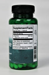 Swanson L-Arginine packaging shows GMP certified production and third party testing
