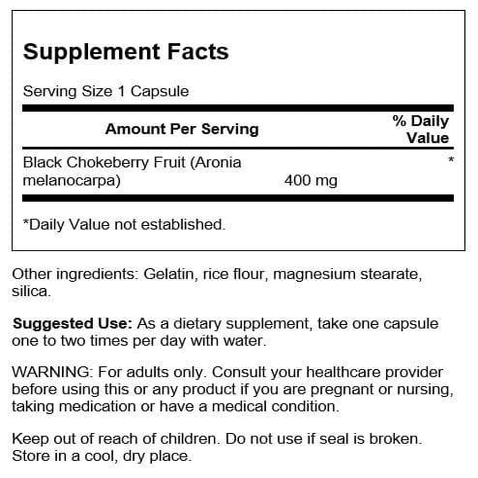 Swanson Aronia capsules close-up showing compact 4 mg capsules for easy daily use.