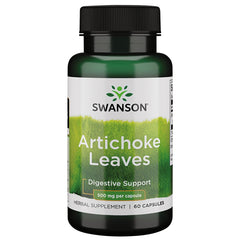 Swanson Artichoke Leaves capsules bottle packaging for digestion support.