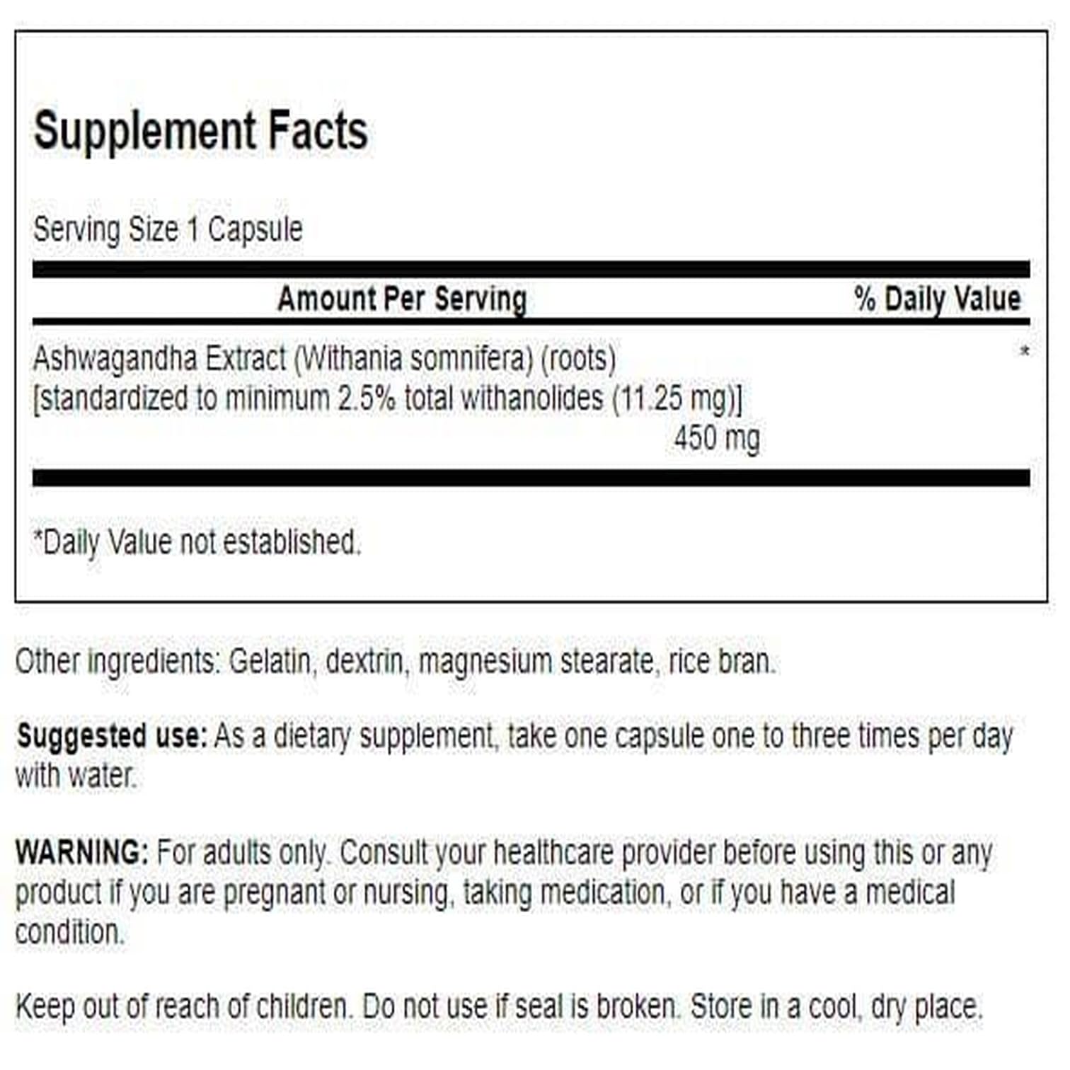 Swanson Ashwagandha extract bottle closeup highlighting natural wellness