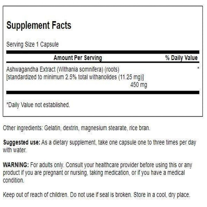 Swanson Ashwagandha extract bottle closeup highlighting natural wellness