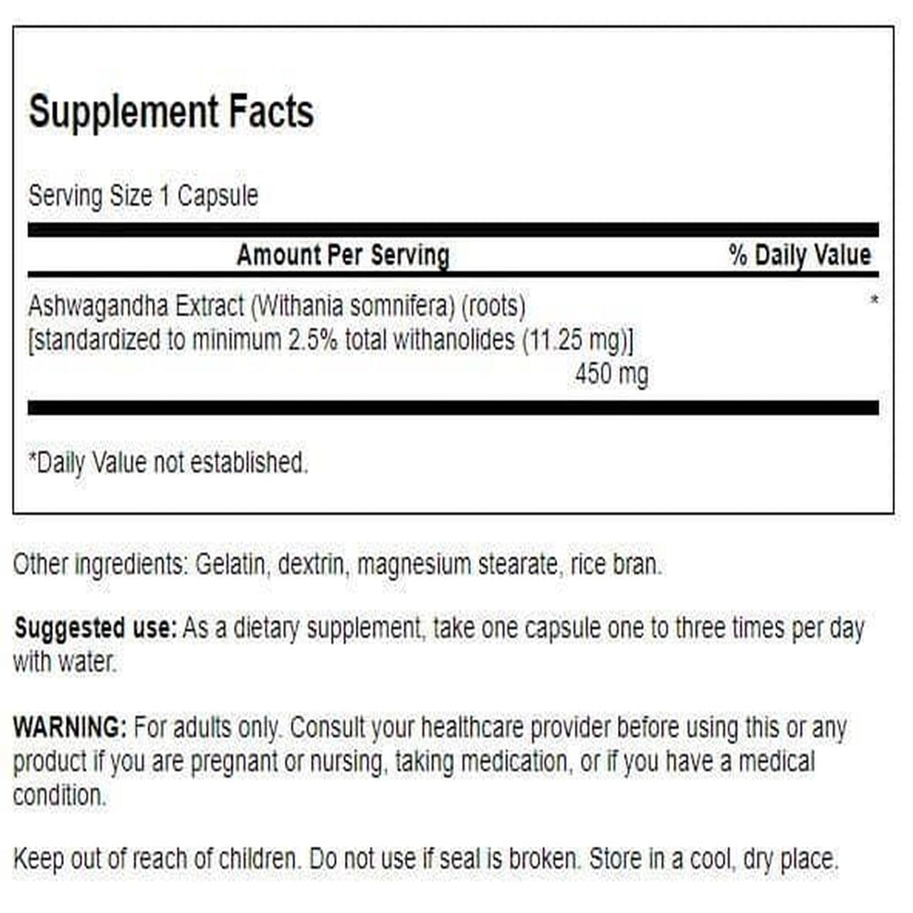 Swanson Ashwagandha extract bottle closeup highlighting natural wellness
