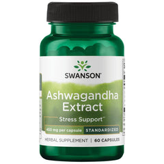 Swanson Ashwagandha extract capsules front view with stress support potential