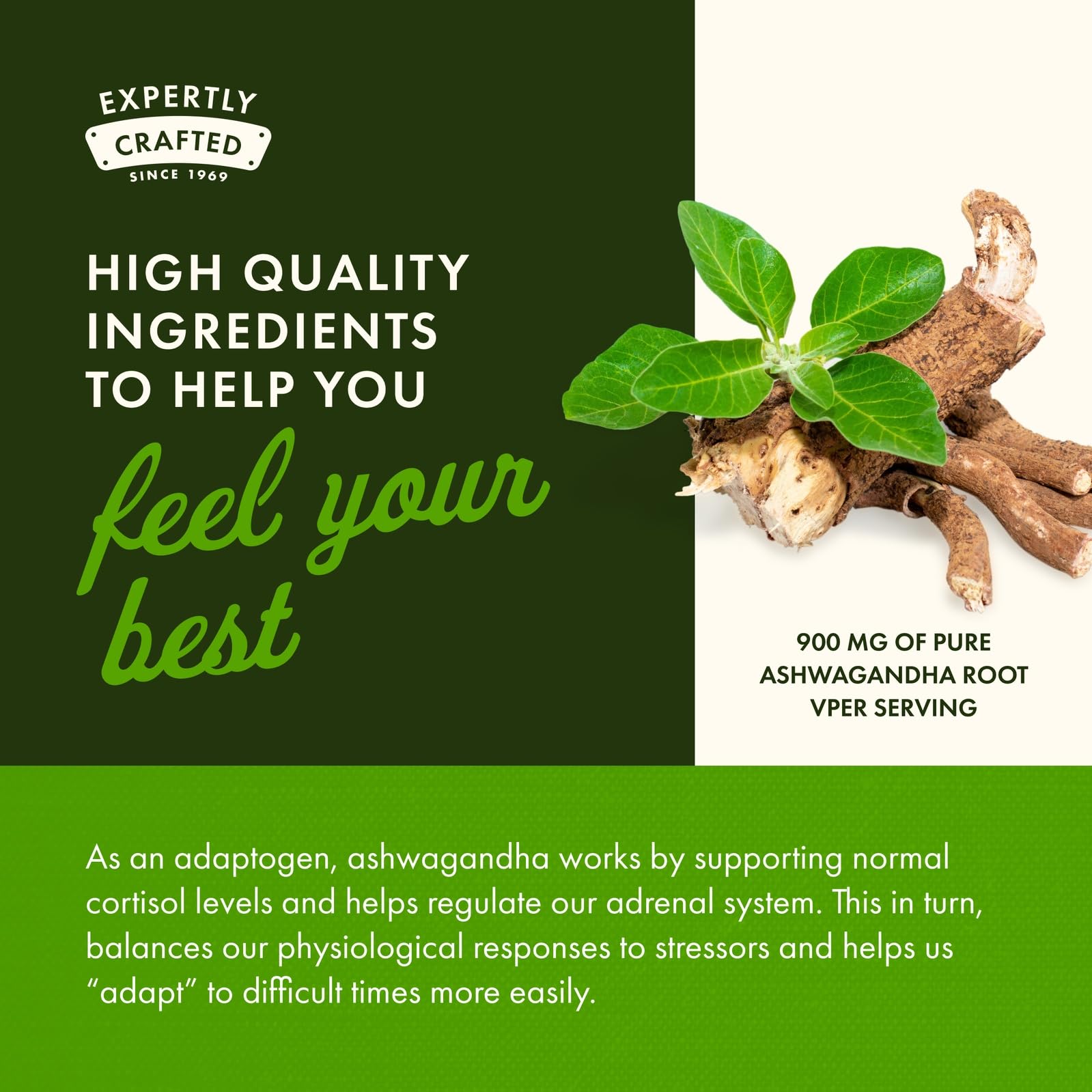 Swanson Ashwagandha root close-up emphasizes traditional wellness origins.