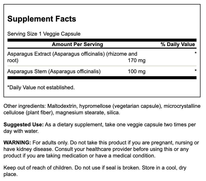 Swanson Asparagus Extract capsules highlight convenient, easy-to-swallow wellness support.