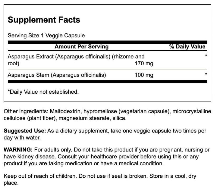 Swanson Asparagus Extract capsules highlight convenient, easy-to-swallow wellness support.