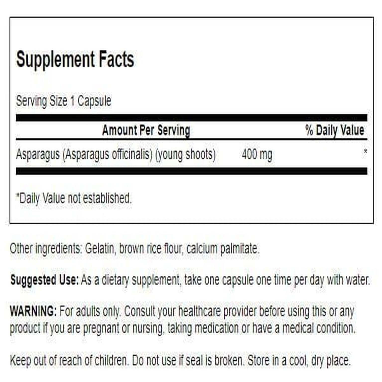 Swanson Asparagus Young Shoots capsules showing texture for phytonutrient support