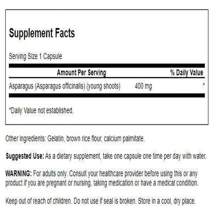 Swanson Asparagus Young Shoots capsules showing texture for phytonutrient support