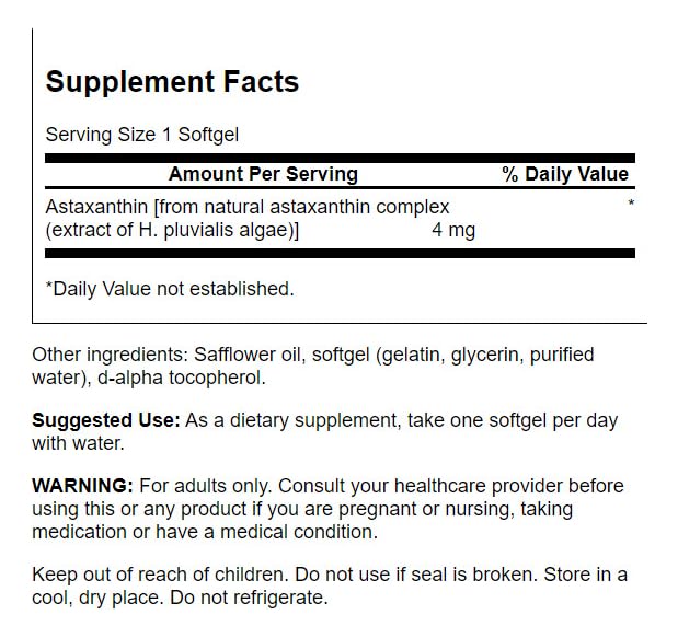 Swanson Astaxanthin antioxidant-support softgel helps protect cells from free radicals.