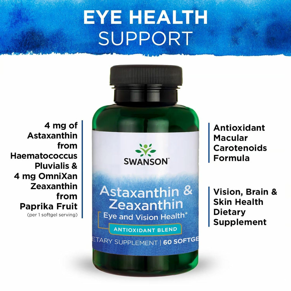 Retina icon and product bottle highlighting eye health focus