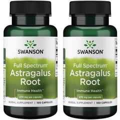 Swanson Astragalus Root bottle featuring 470 mg capsules for immune support and liver health.