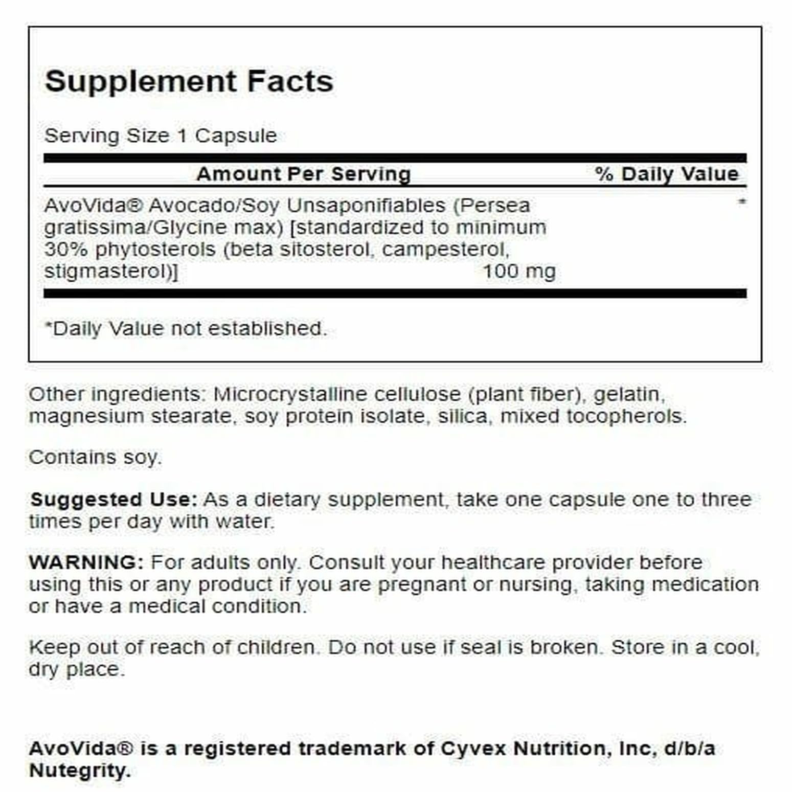Swanson Avovida bottle side angle with label details for informed daily use.