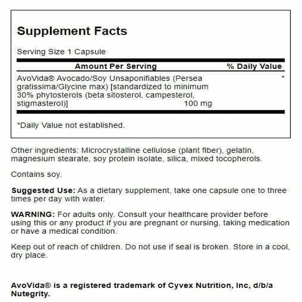 Swanson Avovida bottle side angle with label details for informed daily use.