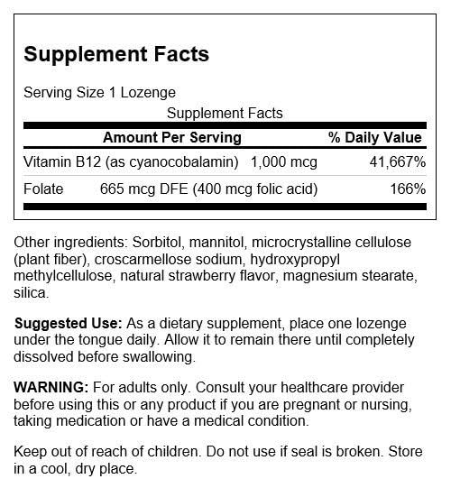 Swanson B-12 lozenges close-up highlights plant-based full spectrum formula for everyday support.