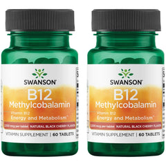 Swanson B12 methylcobalamin cherry-flavored bottle for energy support and nervous system health