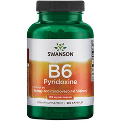Swanson B6 Pyridoxine bottle for daily energy and heart health support