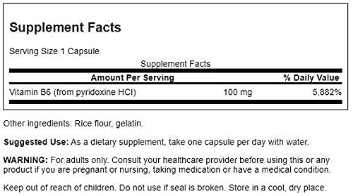 Swanson B6 Pyridoxine capsules ready for easy daily intake