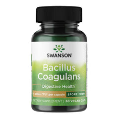 Swanson Bacillus Coagulans bottle front, 60 veggie capsules for daily probiotic use
