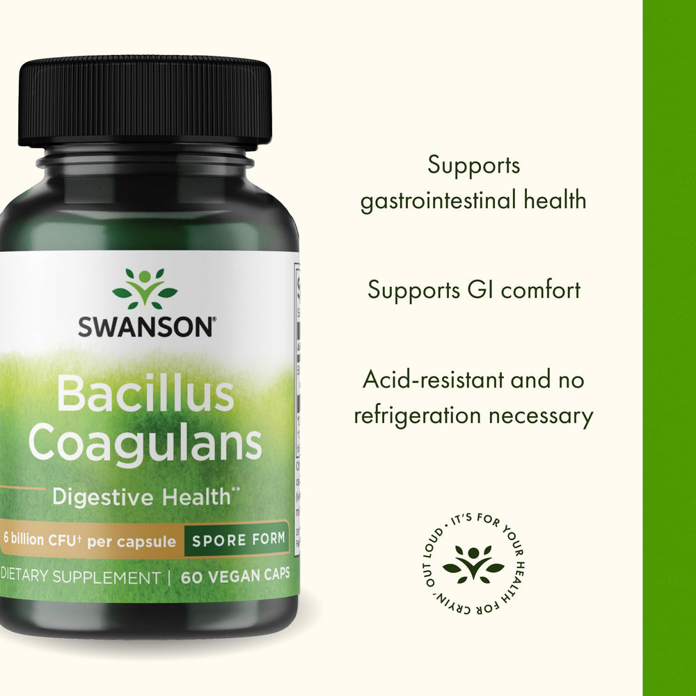 Swanson Bacillus Coagulans digestive health graphic illustrating gut balance