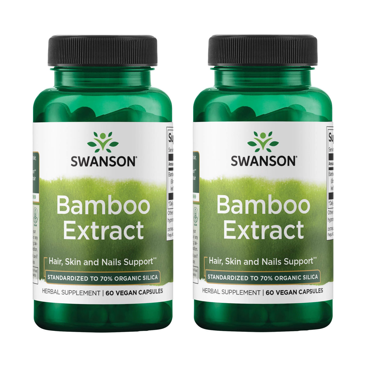 Swanson Bamboo Extract capsules support hair, skin and nails.