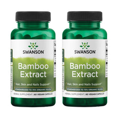 Swanson Bamboo Extract capsules support hair, skin and nails.