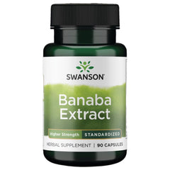The image shows Swanson Banaba Extract capsule close-up supports daily wellness.