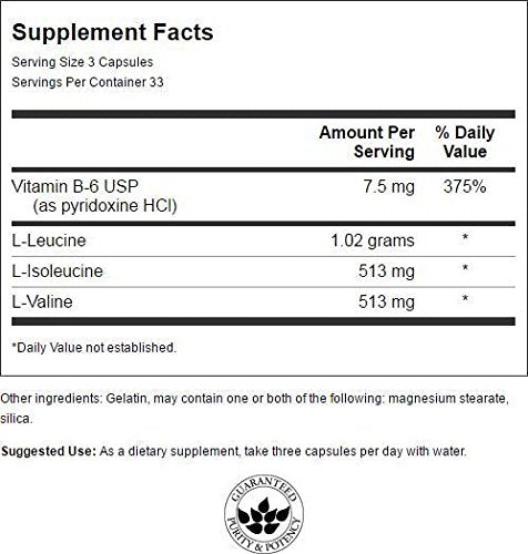 Swanson BCAA capsules with leucine, isoleucine, valine for workout endurance