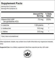 Swanson BCAA capsules with leucine, isoleucine, valine for workout endurance