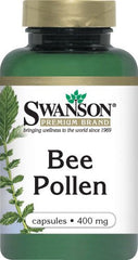 Swanson Bee Pollen 400 mg packaging—rich antioxidant profile for daily wellness.