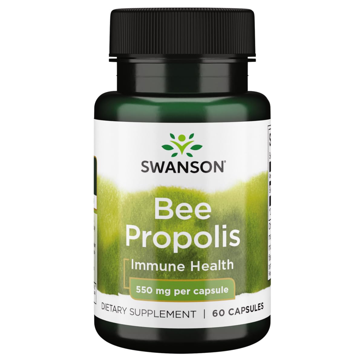 Swanson Bee Propolis 550 mg bottle with label, highlighting immune support potential