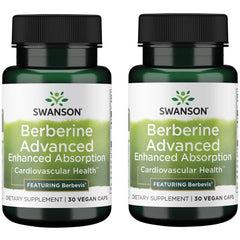 Swanson Berberine Advanced Absorption bottle highlights Berbevis 550 mg for enhanced uptake.