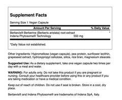 Swanson Berberine Advanced bottle back showing dosage instructions.