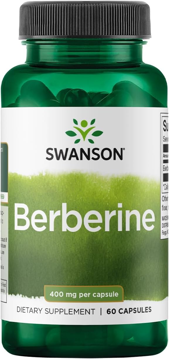 Swanson Berberine HCl bottle for daily metabolic health support.