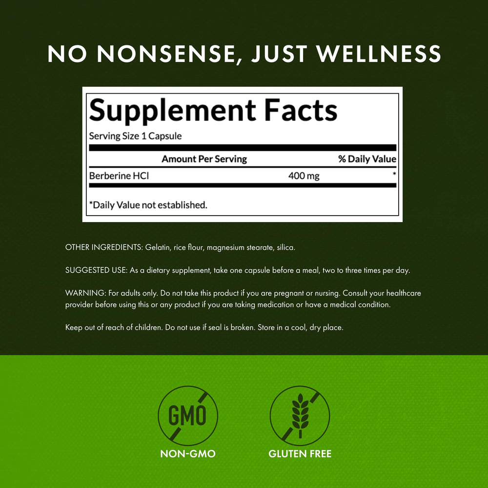Swanson Berberine HCl capsules for convenient daily use.