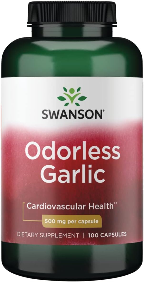 Swanson Best Garlic Odor-Cont 500 mg bottle for cardiovascular support.