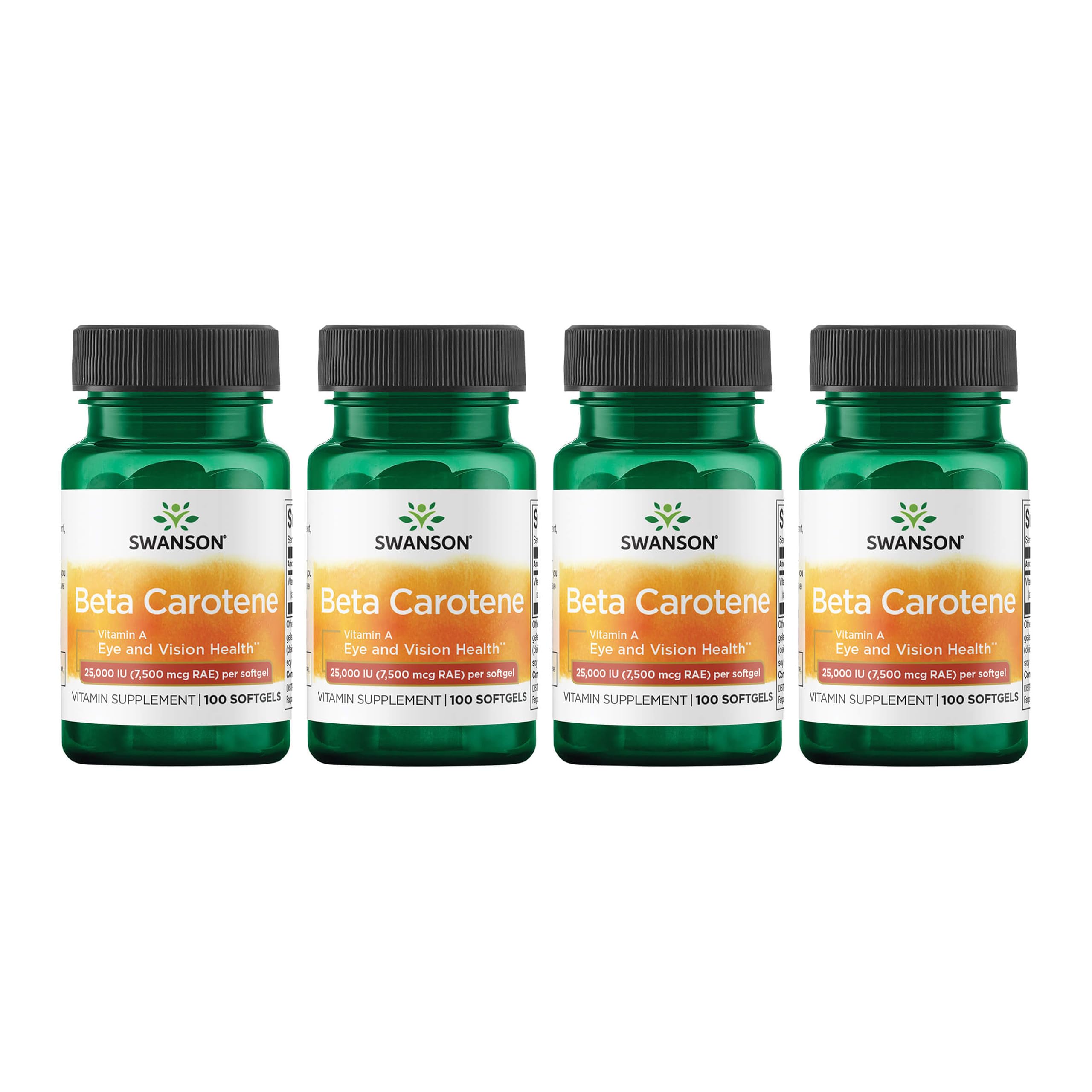 Swanson Beta-Carotene bottle label showing eye health support and antioxidant protection.