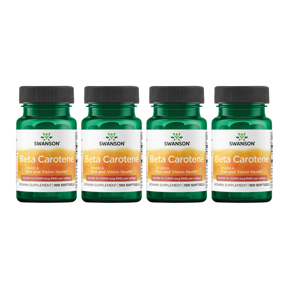 Swanson Beta-Carotene bottle label showing eye health support and antioxidant protection.