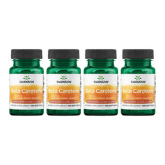 Swanson Beta-Carotene bottle label showing eye health support and antioxidant protection.
