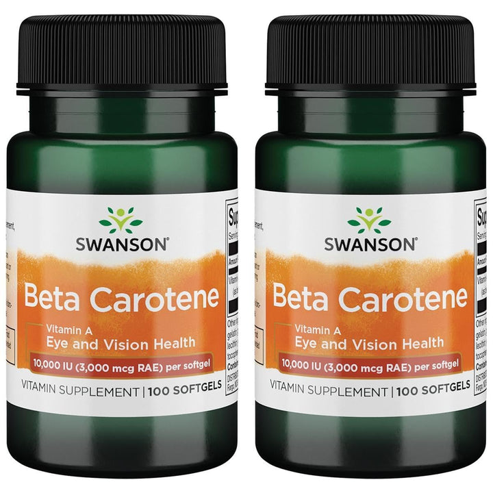 Swanson Beta-Carotene bottle capsules for eye health and immune support.