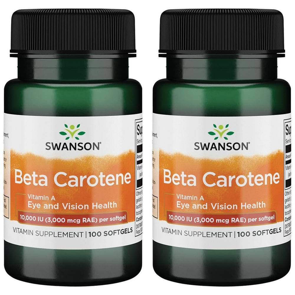 Swanson Beta-Carotene bottle capsules for eye health and immune support.