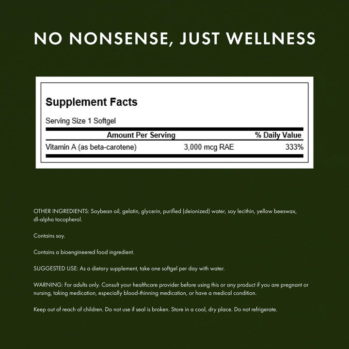 Front label of Swanson Beta-Carotene emphasizes potency and brand heritage for trust.