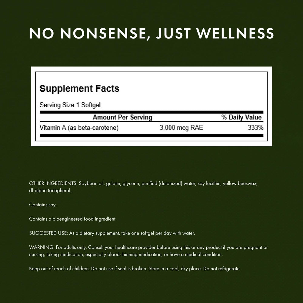 Front label of Swanson Beta-Carotene emphasizes potency and brand heritage for trust.
