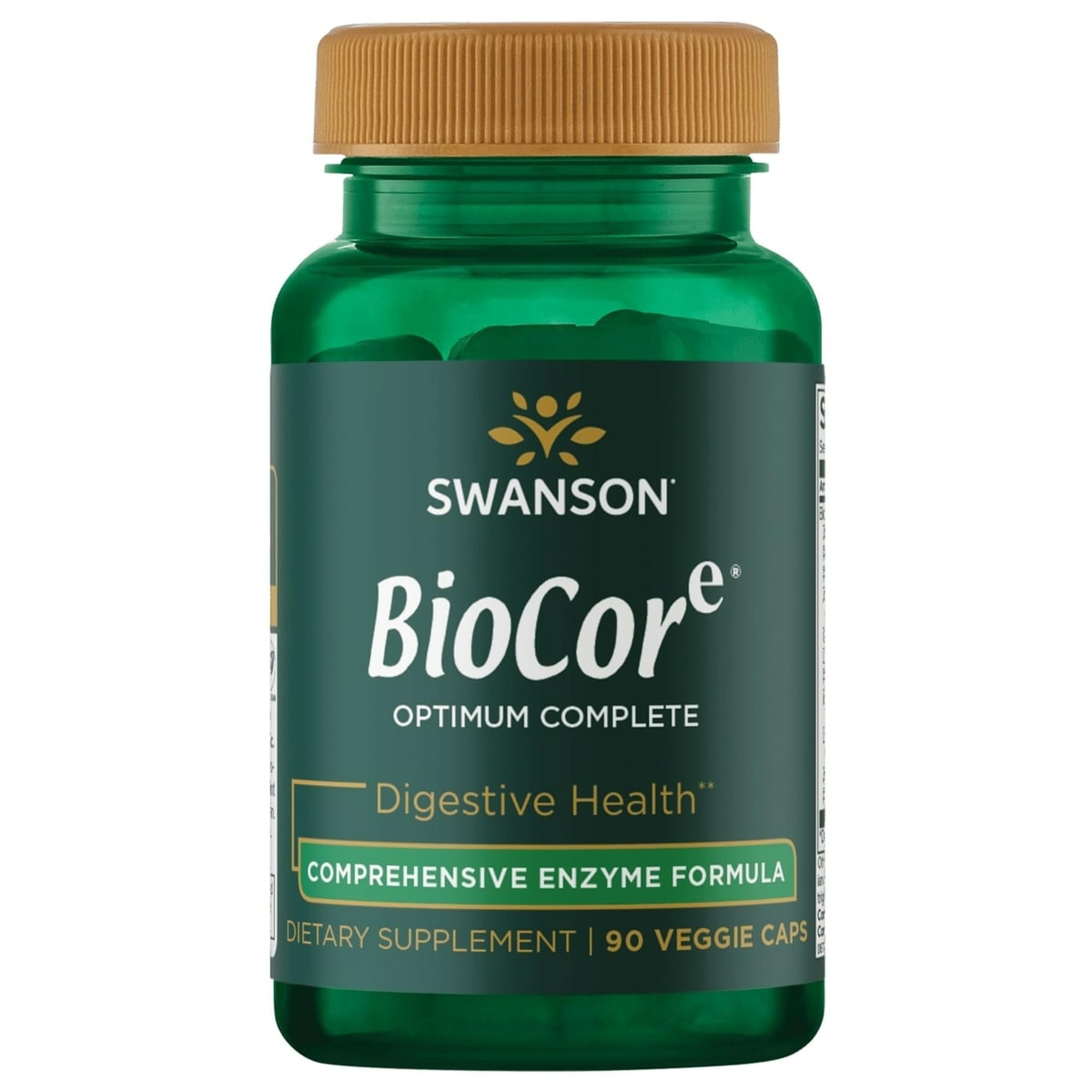 Swanson Biocore Optimum enzymes bottle front for daily digestive support.